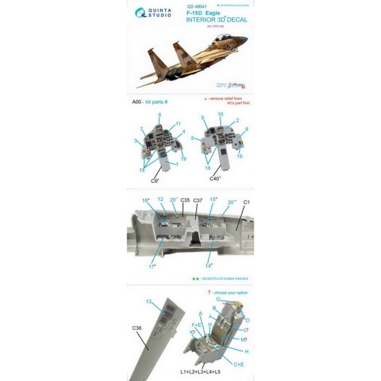 1/48 F-15D Interior Detail Set (on decal paper) for Great Wall Hobby Kit 1/48 F-15D Interior Detail Set (on decal paper) for Great Wall Hobby Kit