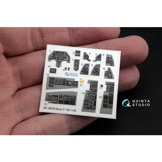 1/48 F-16D Block 30/40/50 Interior Detail Set (on decal paper) for Kinetic Kit 1/48 F-16D Block 30/40/50 Interior Detail Set (on decal paper) for Kinetic Kit