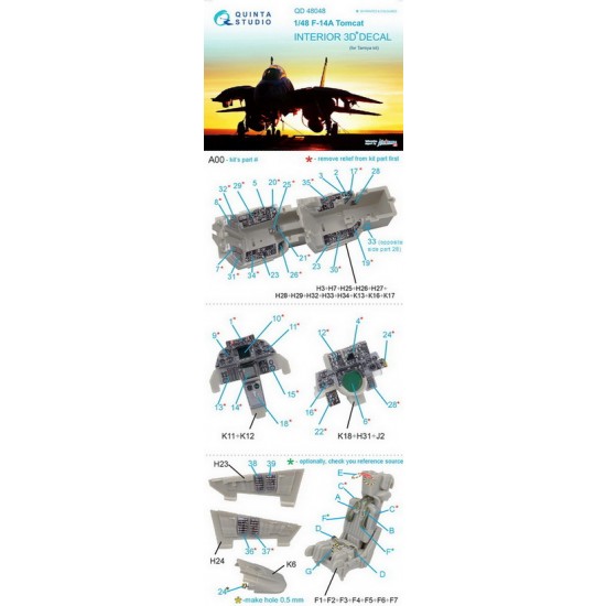 1/48 F-14A Interior Detail Set (on decal paper) for Tamiya Kit 1/48 F-14A Interior Detail Set (on decal paper) for Tamiya Kit