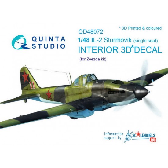 1/48 Il-2 Single Seat Interior Detail Set (on decal paper) for Zvezda Kit 1/48 Il-2 Single Seat Interior Detail Set (on decal paper) for Zvezda Kit