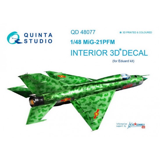 1/48 MiG-21PFM Emerald Colour Panels Interior Detail Set (on decal paper) for Eduard Kit 1/48 MiG-21PFM Emerald Colour Panels Interior Detail Set (on decal paper) for Eduard Kit