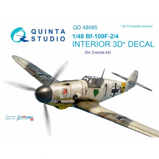 1/48 Bf 109F-2/F-4 Interior Detail Set (on decal paper) for Zvezda Kit 1/48 Bf 109F-2/F-4 Interior Detail Set (on decal paper) for Zvezda Kit