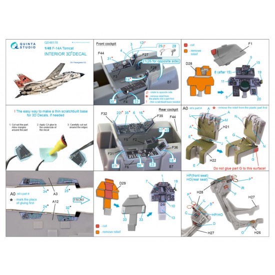 1/48 Grumman F-14A Tomcat 3D Printed & Coloured Interior Decals for Hasegawa 1/48 Grumman F-14A Tomcat 3D Printed & Coloured Interior Decals for Hasegawa