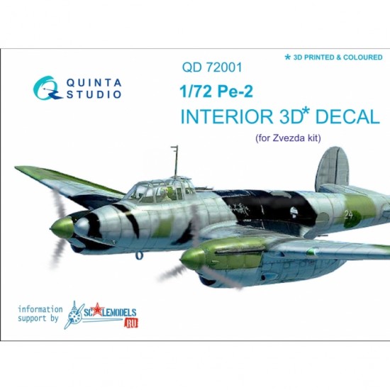 1/72 Pe-2 Interior Detail Set (on decal paper) for Zvezda Kit #7283 1/72 Pe-2 Interior Detail Set (on decal paper) for Zvezda Kit #7283