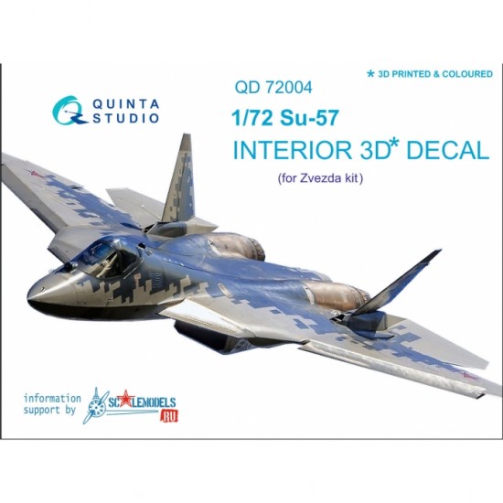 1/72 Su-57 Interior Detail Set (on decal paper) for Zvezda Kit (Blue & Grey Panel) 1/72 Su-57 Interior Detail Set (on decal paper) for Zvezda Kit (Blue & Grey Panel)