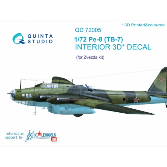 1/72 Pe-8/Tb-7 Interior Detail Set (on decal paper) for Zvezda Kit #7264 #7291