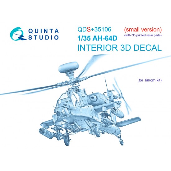 1/35 AH-64D Interior on Decal Paper for Takom kits (small ver) w/Resin Parts 1/35 AH-64D Interior on Decal Paper for Takom kits (small ver) w/Resin Parts