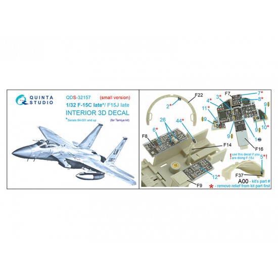 1/32 F-15C Late/F-15J late Interior on Decal Paper for Tamiya kits (small) 1/32 F-15C Late/F-15J late Interior on Decal Paper for Tamiya kits (small)