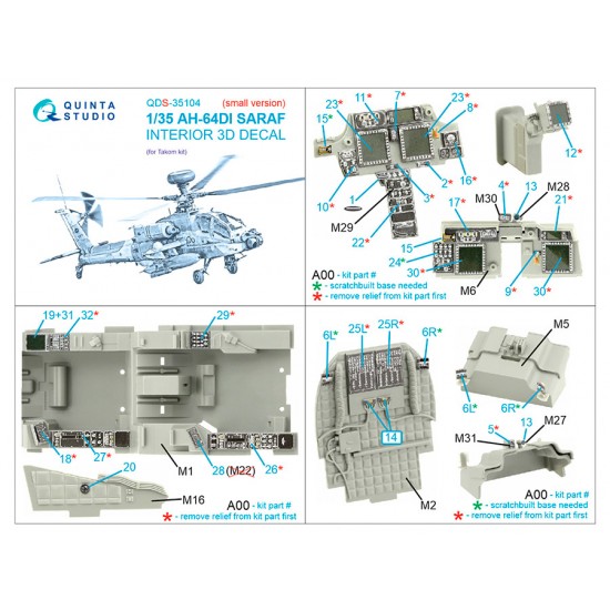 1/35 AH-64DI Saraf 3D-Printed & Coloured Interior on Decal Paper for Takom kits (small) 1/35 AH-64DI Saraf 3D-Printed & Coloured Interior on Decal Paper for Takom kits (small)