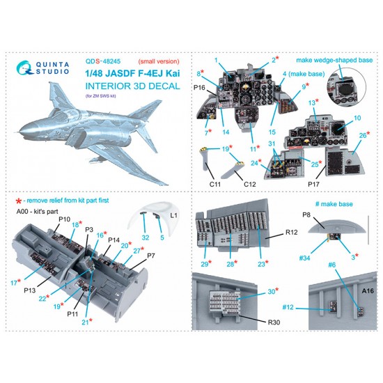 1/48 F-4EJ Kai 3D-Printed & Coloured Interior on Decal Paper for ZM SWS kits (small ver) 1/48 F-4EJ Kai 3D-Printed & Coloured Interior on Decal Paper for ZM SWS kits (small ver)