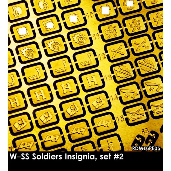 1/16 W-SS Soldiers Insignia, set #2 (3 PE frets, 40x60mm size) 1/16 W-SS Soldiers Insignia, set #2 (3 PE frets, 40x60mm size)