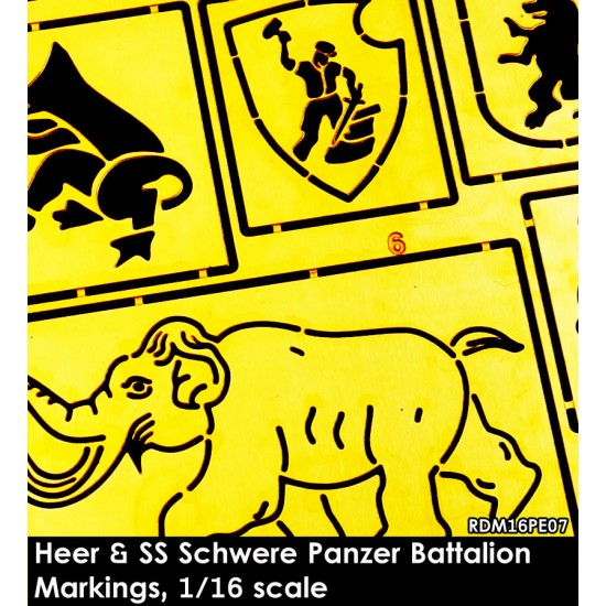 1/16 Heer and SS Schwere Panzer Battalion Markings (stencils, 2 Large Frets) 1/16 Heer and SS Schwere Panzer Battalion Markings (stencils, 2 Large Frets)