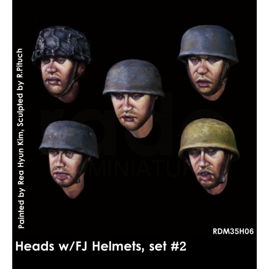 1/35 Head w/FJ Helmets set #2 (5pcs) 1/35 Head w/FJ Helmets set #2 (5pcs)