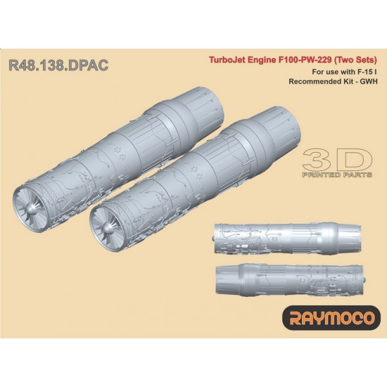 1/48 F-15 I Turbo Jet Engine F100-PW-229 (2pcs) for Great Wall Hobby kits 1/48 F-15 I Turbo Jet Engine F100-PW-229 (2pcs) for Great Wall Hobby kits