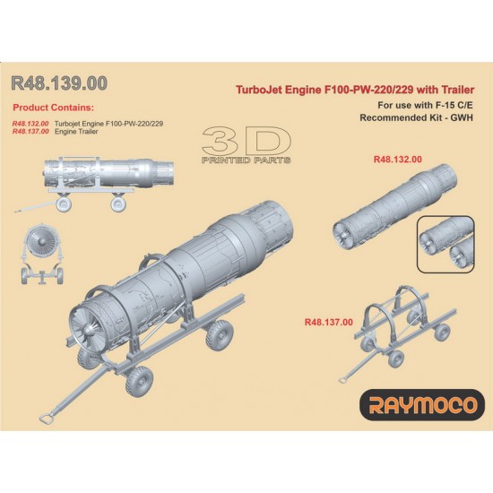 1/48 F-15 C/E Turbo Jet Engine F100-PW-220/229 with Trailer for Great Wall Hobby kits 1/48 F-15 C/E Turbo Jet Engine F100-PW-220/229 with Trailer for Great Wall Hobby kits