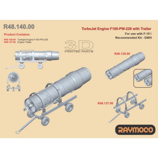 1/48 F-15 I Turbo Jet Engine F100-PW-229 with Trailer for Great Wall Hobby kits 1/48 F-15 I Turbo Jet Engine F100-PW-229 with Trailer for Great Wall Hobby kits