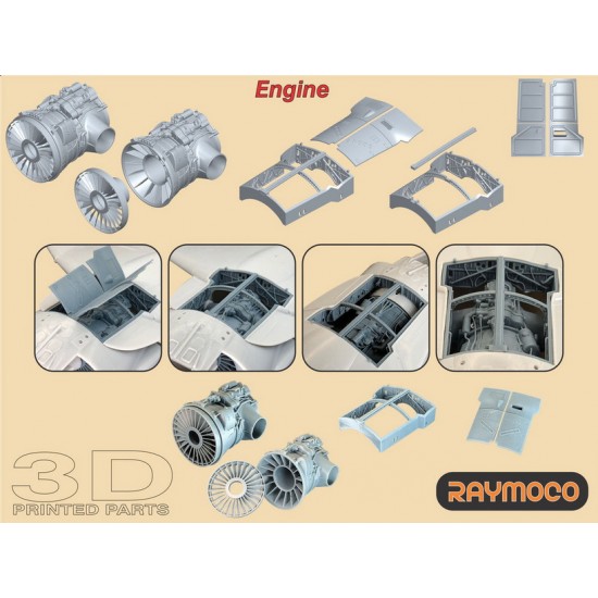 1/48 Harrier GR Mk.7 Engine, Exhaust Nozzles, Electronics, ARBS for HASEGAWA kits 1/48 Harrier GR Mk.7 Engine, Exhaust Nozzles, Electronics, ARBS for HASEGAWA kits