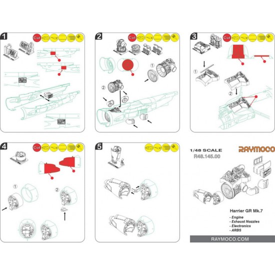 1/48 Harrier GR Mk.7 Engine, Exhaust Nozzles, Electronics, ARBS for HASEGAWA kits 1/48 Harrier GR Mk.7 Engine, Exhaust Nozzles, Electronics, ARBS for HASEGAWA kits