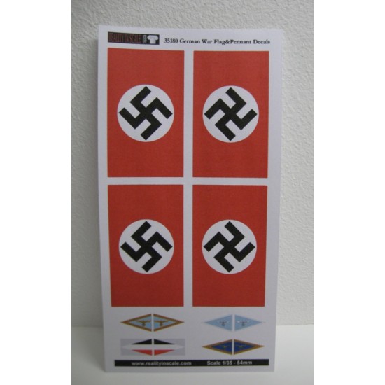 1/35 WWII German War Flags & Vehicle Pennants - 12 Decals 1/35 WWII German War Flags & Vehicle Pennants - 12 Decals