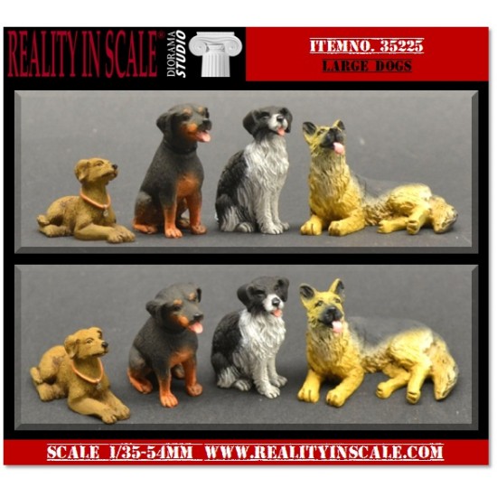 1/35 Large Dogs - 4 Resin pcs (Suitable for Scale 1/35 to 54mm) 1/35 Large Dogs - 4 Resin pcs (Suitable for Scale 1/35 to 54mm)