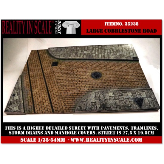 1/35 Large Cobblestone Road with Sidewalks, Manhole Covers & Drains and Tram rails 1/35 Large Cobblestone Road with Sidewalks, Manhole Covers & Drains and Tram rails