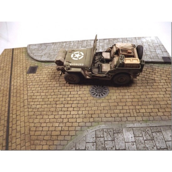 1/35 Large Cobblestone Road with Sidewalks, Manhole Covers & Drains and Tram rails 1/35 Large Cobblestone Road with Sidewalks, Manhole Covers & Drains and Tram rails