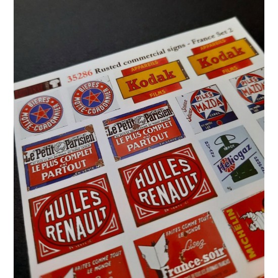 1/48 - 1/35 Rusted Commercial Signs - France Set #2