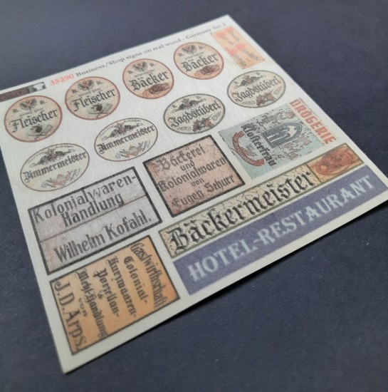 1/48 - 1/35 Shop / Business Signs On Real Wood - Germany Set #3 1/48 - 1/35 Shop / Business Signs On Real Wood - Germany Set #3