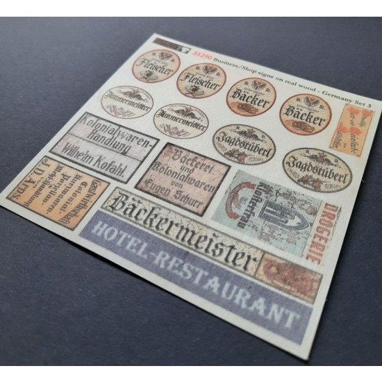 1/48 - 1/35 Shop / Business Signs On Real Wood - Germany Set #3 1/48 - 1/35 Shop / Business Signs On Real Wood - Germany Set #3