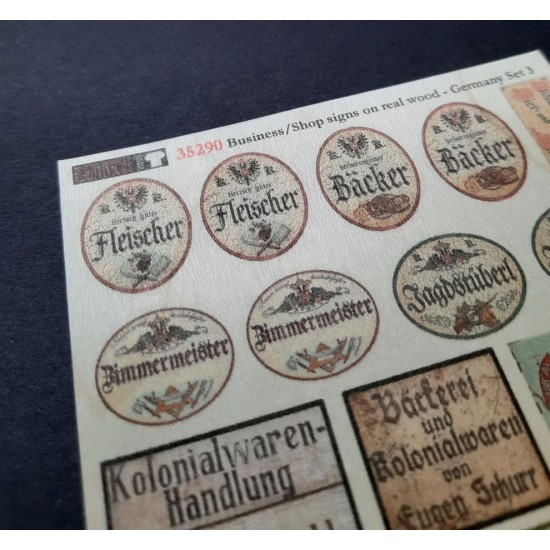 1/48 - 1/35 Shop / Business Signs On Real Wood - Germany Set #3 1/48 - 1/35 Shop / Business Signs On Real Wood - Germany Set #3
