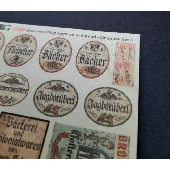 1/48 - 1/35 Shop / Business Signs On Real Wood - Germany Set #3 1/48 - 1/35 Shop / Business Signs On Real Wood - Germany Set #3
