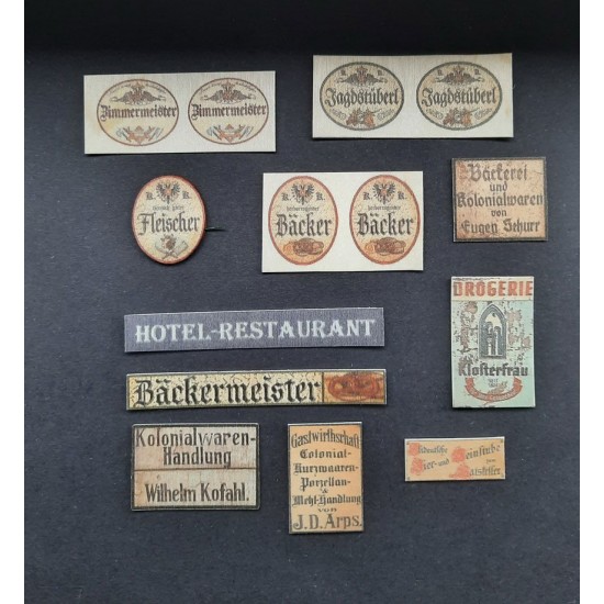 1/48 - 1/35 Shop / Business Signs On Real Wood - Germany Set #3 1/48 - 1/35 Shop / Business Signs On Real Wood - Germany Set #3