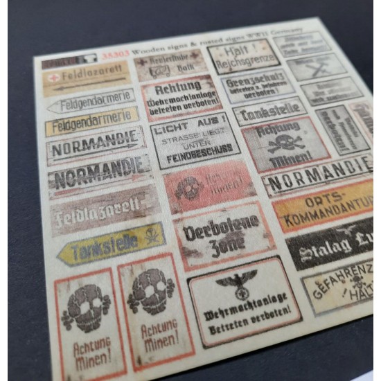 1/48 - 1/35 WWII German Wooden & Rusted Signs 1/48 - 1/35 WWII German Wooden & Rusted Signs