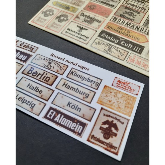1/48 - 1/35 WWII German Wooden & Rusted Signs 1/48 - 1/35 WWII German Wooden & Rusted Signs