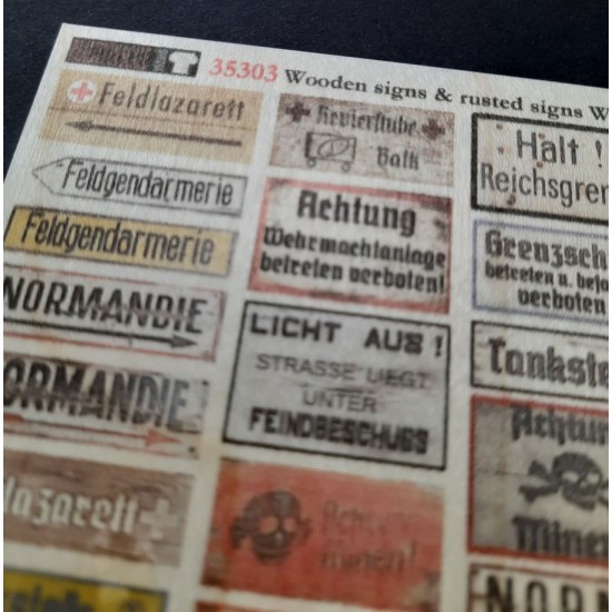 1/48 - 1/35 WWII German Wooden & Rusted Signs 1/48 - 1/35 WWII German Wooden & Rusted Signs
