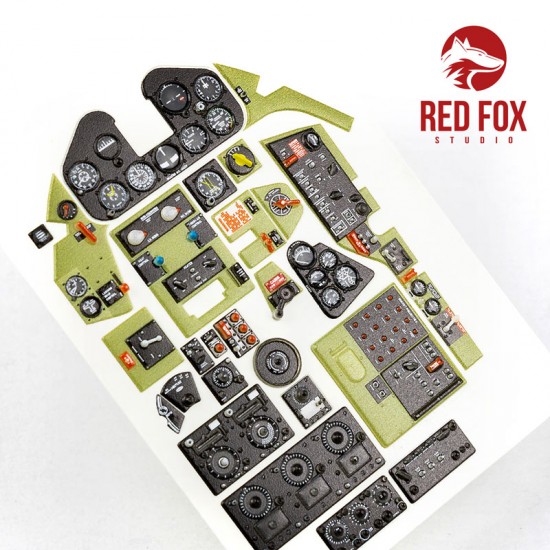1/24 Grumman F6F-5 Hellcat Instrument Panels & Detail Parts for Airfix kit 1/24 Grumman F6F-5 Hellcat Instrument Panels & Detail Parts for Airfix kit