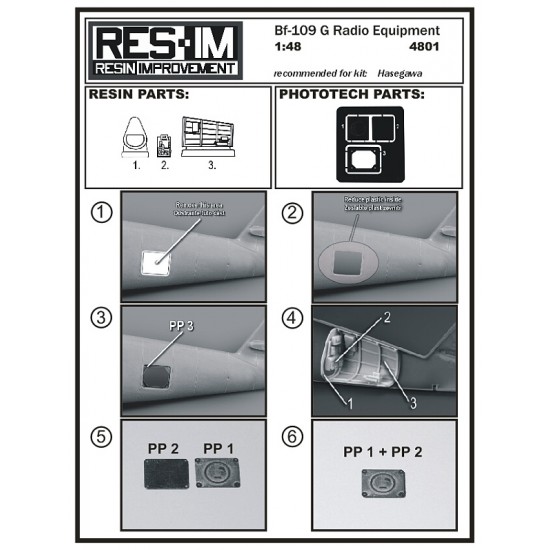 1/48 Messerschmitt Bf-109G Radio Equipment for Hasegawa kit 1/48 Messerschmitt Bf-109G Radio Equipment for Hasegawa kit