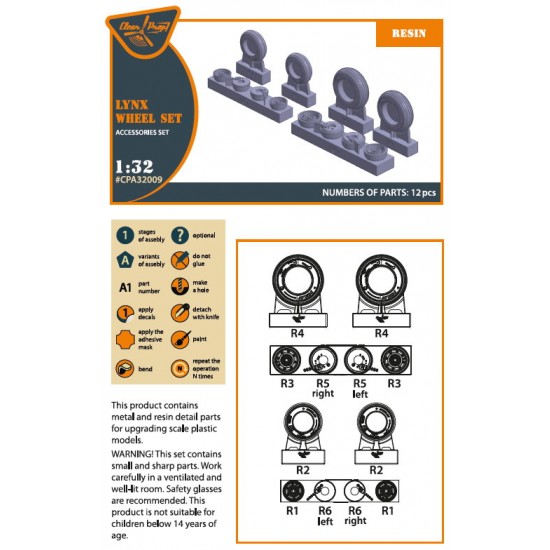 1/32 Westland Lynx Wheel set 1/32 Westland Lynx Wheel set