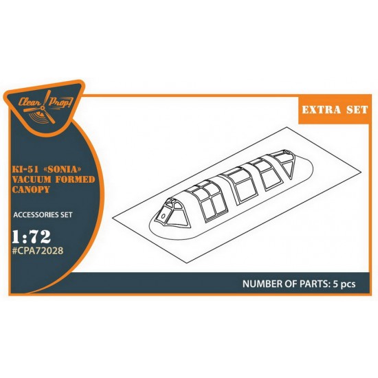 1/72 Mitsubishi Ki-51 Sonia (all versions) Vacuum Formed Canopy 1/72 Mitsubishi Ki-51 Sonia (all versions) Vacuum Formed Canopy