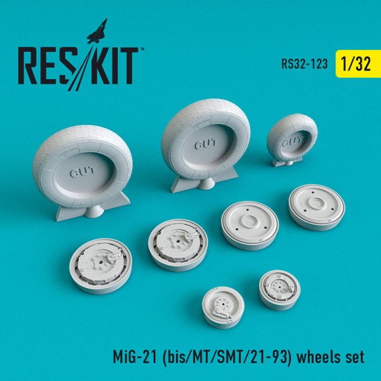 1/32 Mikoyan-Gurevich MiG-21 bis/MT/SMT/21-93 Wheels set for Trumpeter kits 1/32 Mikoyan-Gurevich MiG-21 bis/MT/SMT/21-93 Wheels set for Trumpeter kits