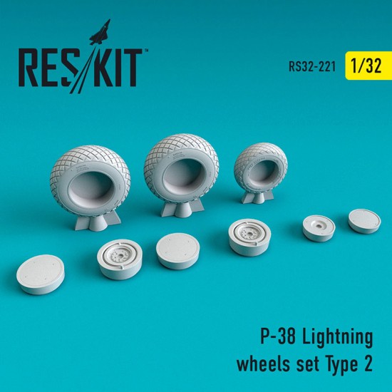 1/32 Lockheed P-38 Lightning Wheels set Type 2 for Revell/Trumpeter kits