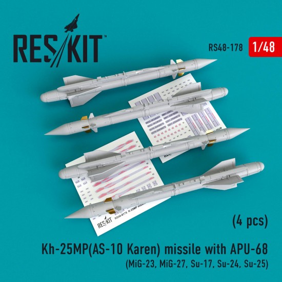 1/48 MiG-23/27/Su-17/24/25 Kh-25MP (AS-10 Karen) Missile w/APU-68 (4pcs) 1/48 MiG-23/27/Su-17/24/25 Kh-25MP (AS-10 Karen) Missile w/APU-68 (4pcs)
