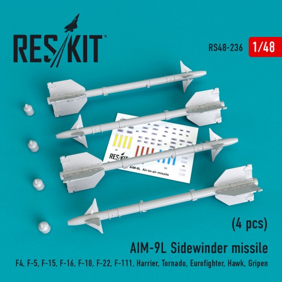1/48 AIM-9L Sidewinder Missile (4pcs) for F-4/5/15/16/18/22/111/Harrier/Tornado 1/48 AIM-9L Sidewinder Missile (4pcs) for F-4/5/15/16/18/22/111/Harrier/Tornado