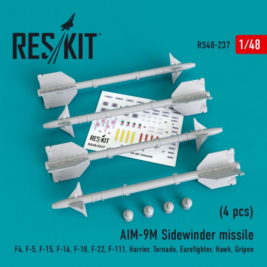 1/48 AIM-9M Sidewinder Missile (4pcs) for F-4/5/15/16/18/22/111/Harrier/Tornado 1/48 AIM-9M Sidewinder Missile (4pcs) for F-4/5/15/16/18/22/111/Harrier/Tornado