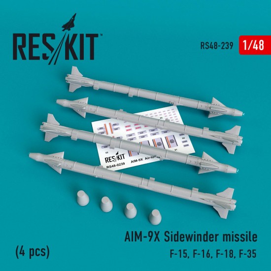 1/48 F-15/16/18/35 AIM-9X Sidewinder Missile (4pcs) for Academy/Hasegawa/Revell/Airfix 1/48 F-15/16/18/35 AIM-9X Sidewinder Missile (4pcs) for Academy/Hasegawa/Revell/Airfix