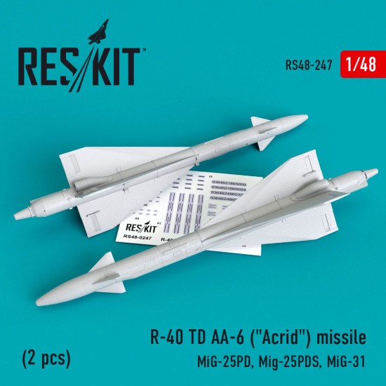 1/48 MiG-25PD/25PDS/31 R-40 TD AA-6 (Acrid) Missile (2pcs) for ICM/Kinetic kits