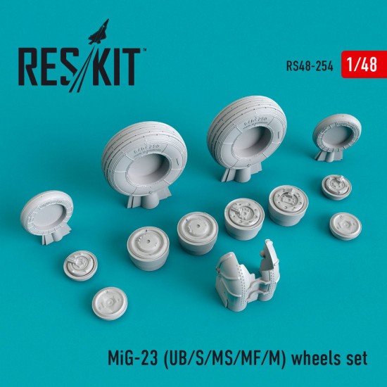 1/48 Mikoyan-Gurevich MiG-23 (UB/S/MS/MF/M) Wheels set for Trumpeter kits 1/48 Mikoyan-Gurevich MiG-23 (UB/S/MS/MF/M) Wheels set for Trumpeter kits