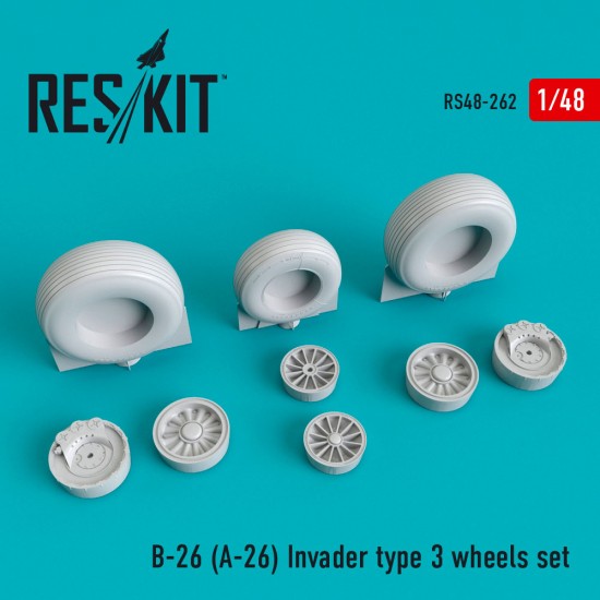 1/48 Douglas B-26 (A-26) Invader Type 3 Wheels set for ICM/Hasegawa/Monogram/Revell kits 1/48 Douglas B-26 (A-26) Invader Type 3 Wheels set for ICM/Hasegawa/Monogram/Revell kits