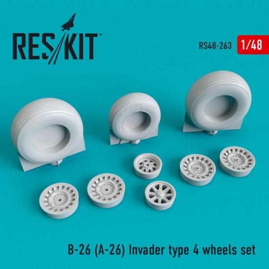 1/48 Douglas B-26 (A-26) Invader Type 4 Wheels set for ICM/Hasegawa/Monogram/Revell kits 1/48 Douglas B-26 (A-26) Invader Type 4 Wheels set for ICM/Hasegawa/Monogram/Revell kits