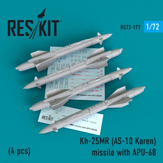 1/72 Mikoyan-Gurevich MiG-23/27/Su-17/24/25 Kh-25MR (AS-10 Karen) Missile w/APU-68 (4pcs) 1/72 Mikoyan-Gurevich MiG-23/27/Su-17/24/25 Kh-25MR (AS-10 Karen) Missile w/APU-68 (4pcs)